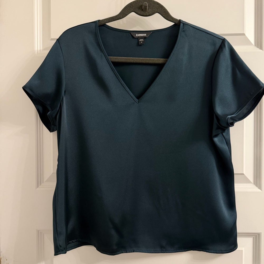 Express Women's Teal Satin Top